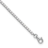 Sterling Silver Rhodium-Rhodium-Plated 2mm CZ 9in Plus 1in ext Tennis Anklet